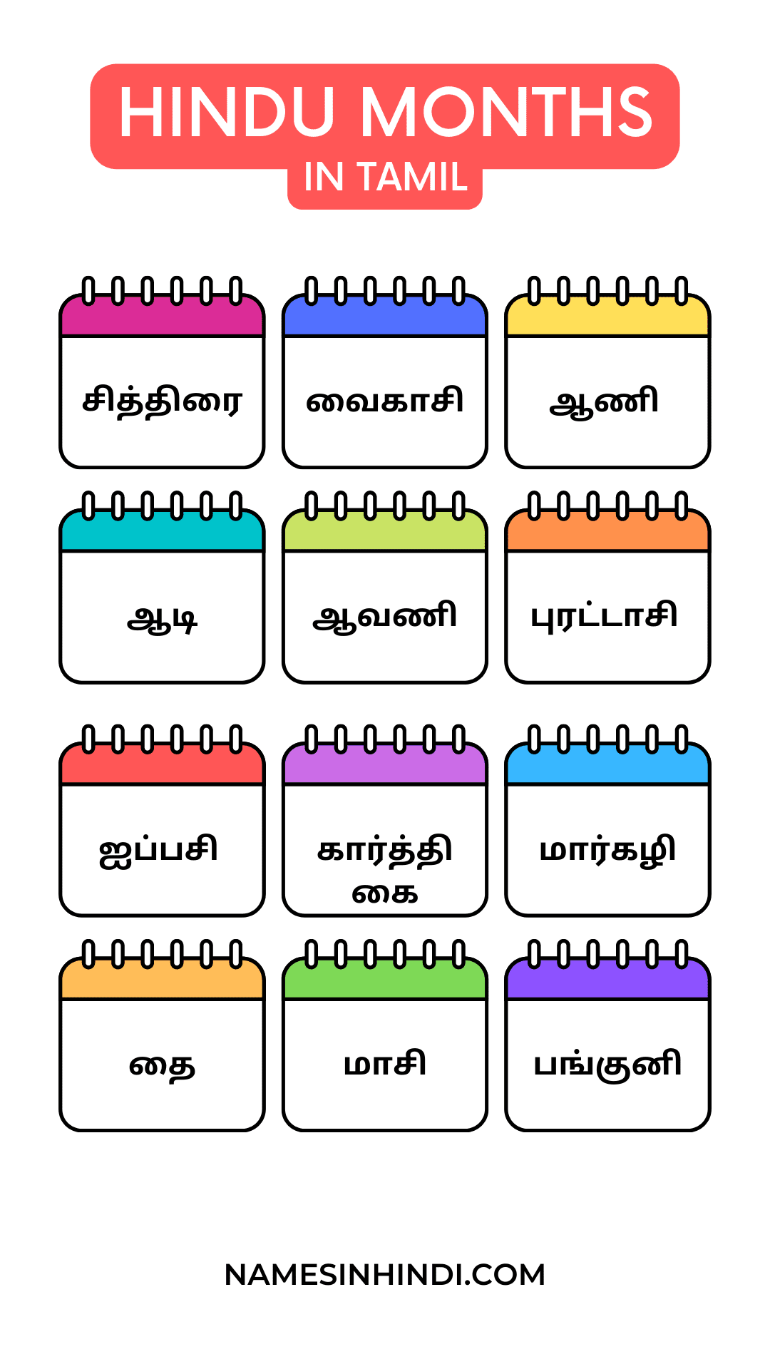 12 Months Name in Tamil | தமிழில் மாதங்களின் பெயர்